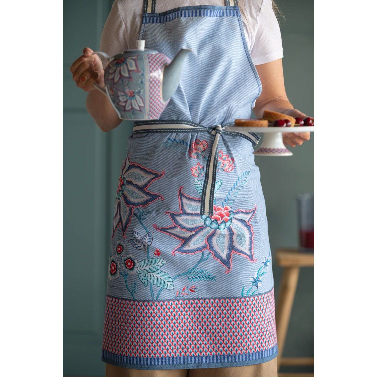 Apron Flower Festival Blue 85x88cm