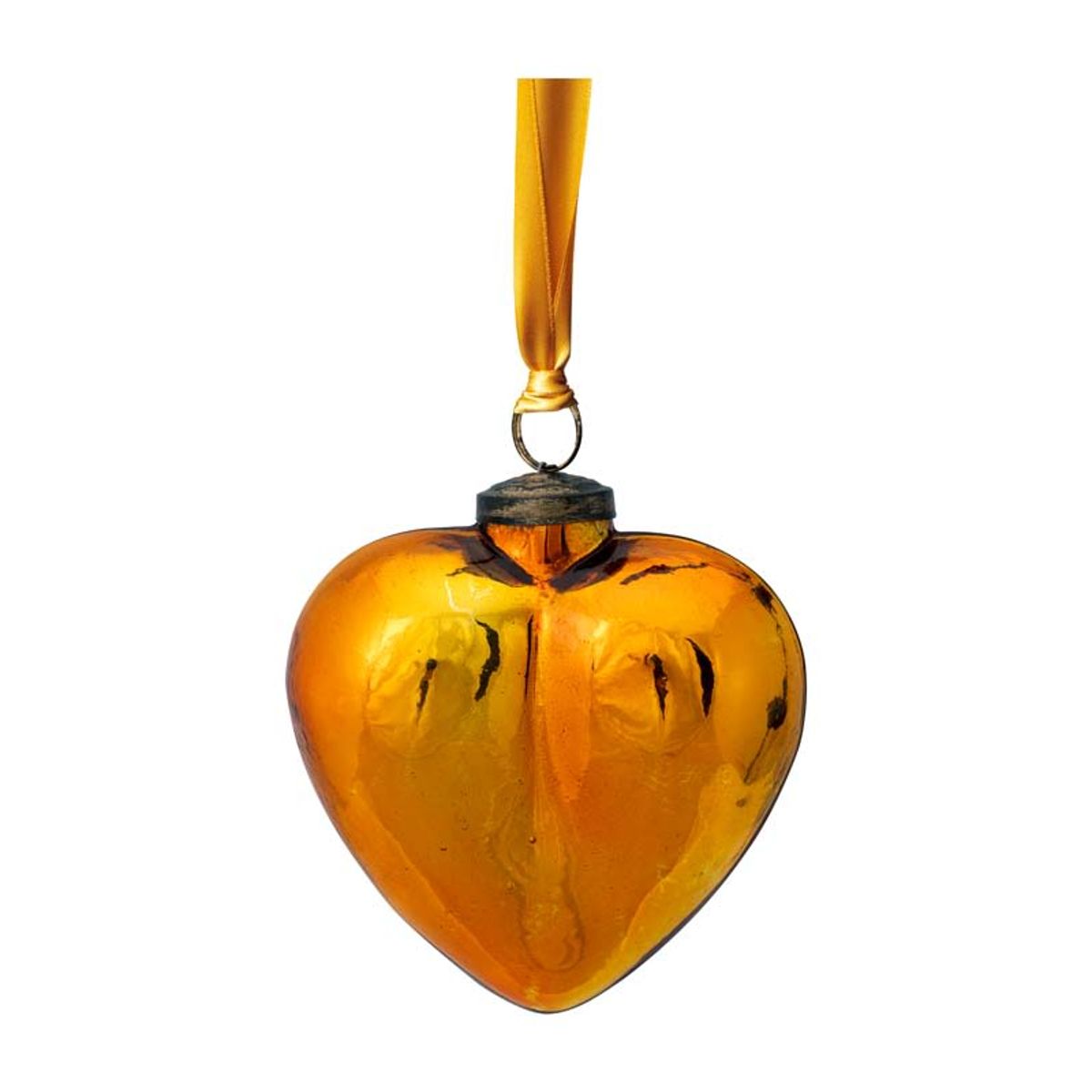 Ornament Glass Heart Yellow 12.5cm