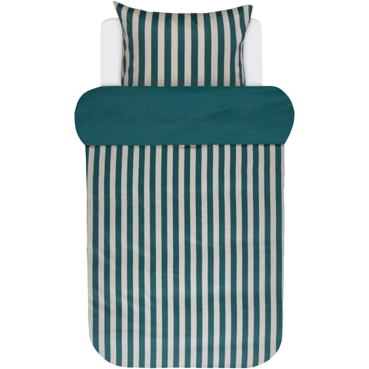 Marc O'Polo Classic Stripe Pine Green sengesæt-140 x 200 cm & 1 stk. pude 60 x 63 cm