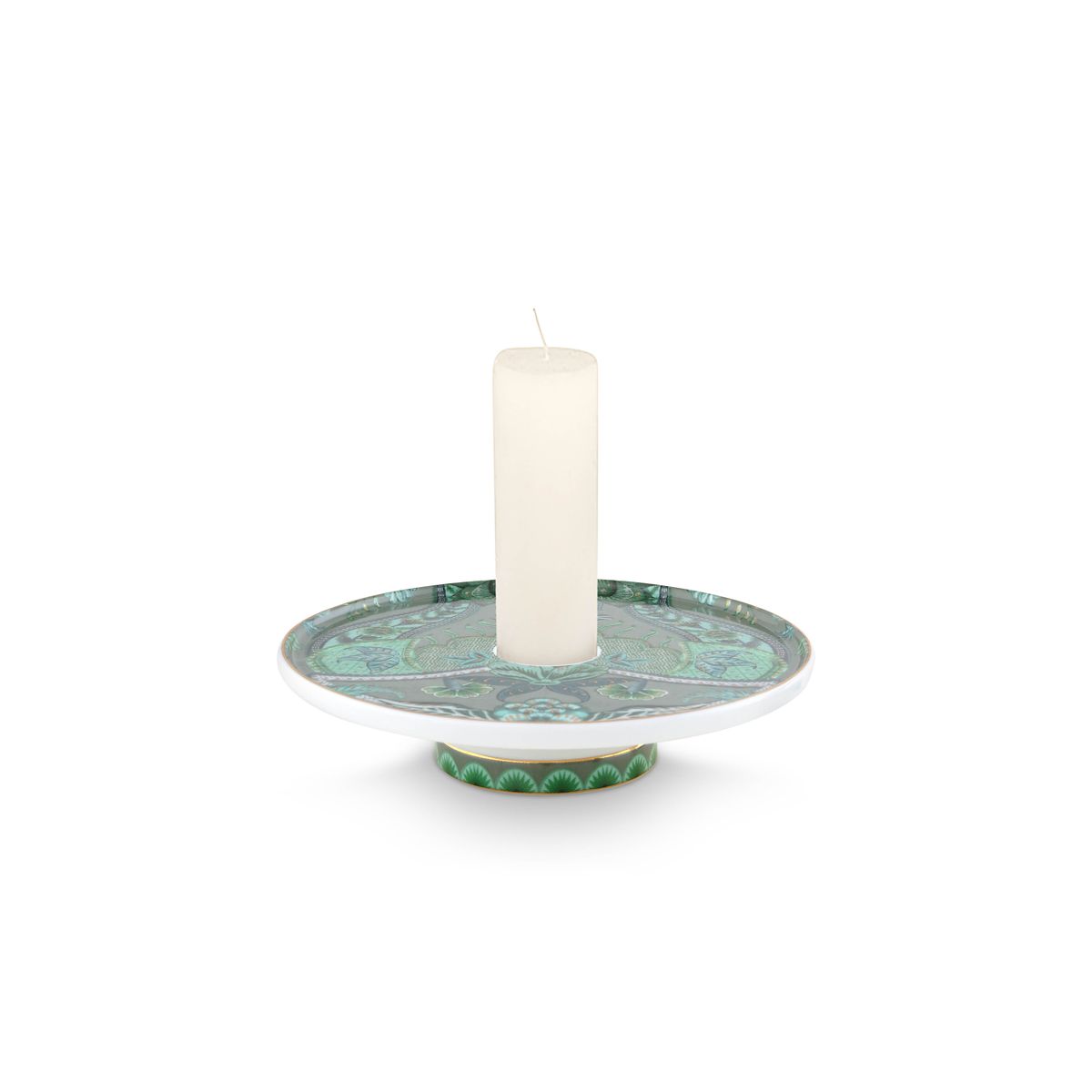 Candle Tray Kyoto Festival Green 14cm