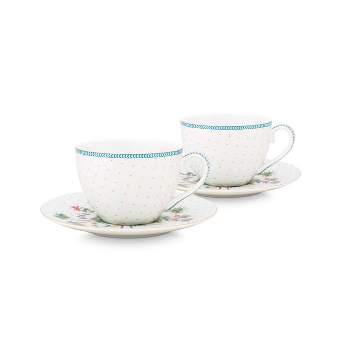 Set/2 Cups & Saucers Jolie Dots Gold 280ml