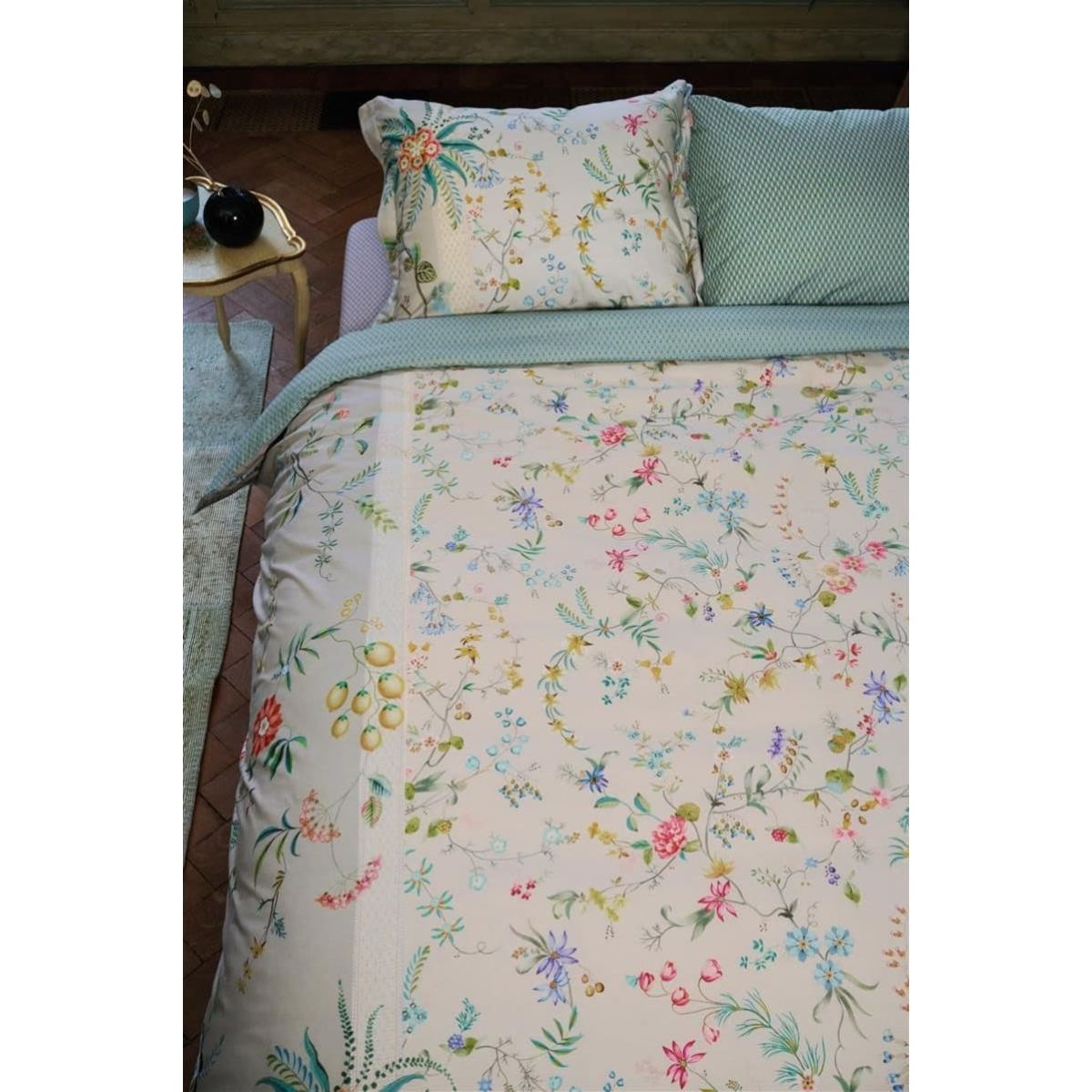 Pip Studio petites fleur Khaki -140 x 200 cm & 1 stk. pude 60 x 63 cm