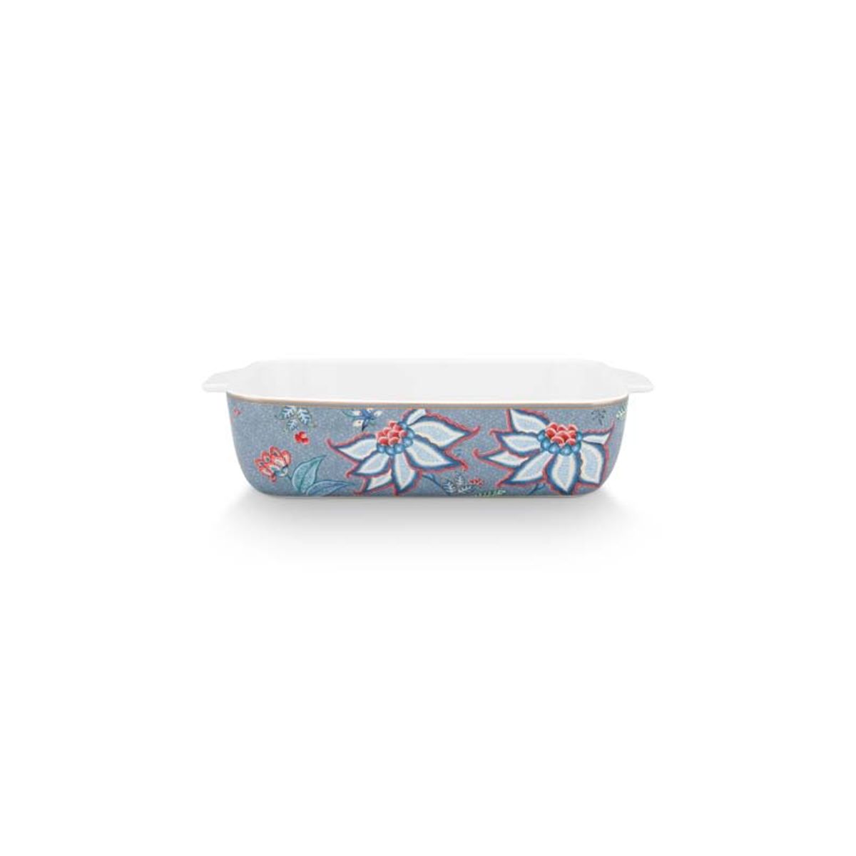 Baking Dish Rectangular Flower Festival Blue 27.5x18.5x6.5cm