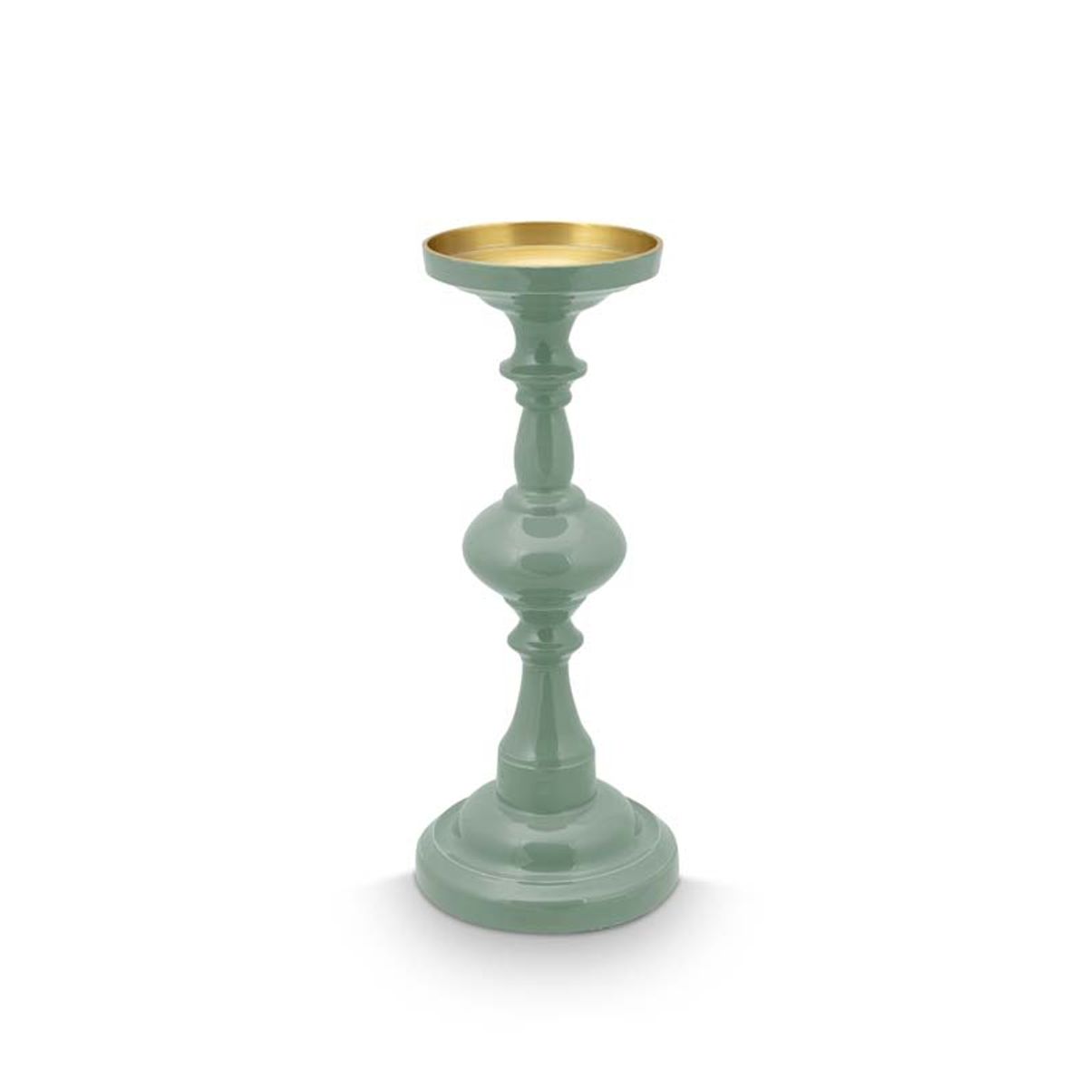 Candle Holder Medium Metal Green 34cm