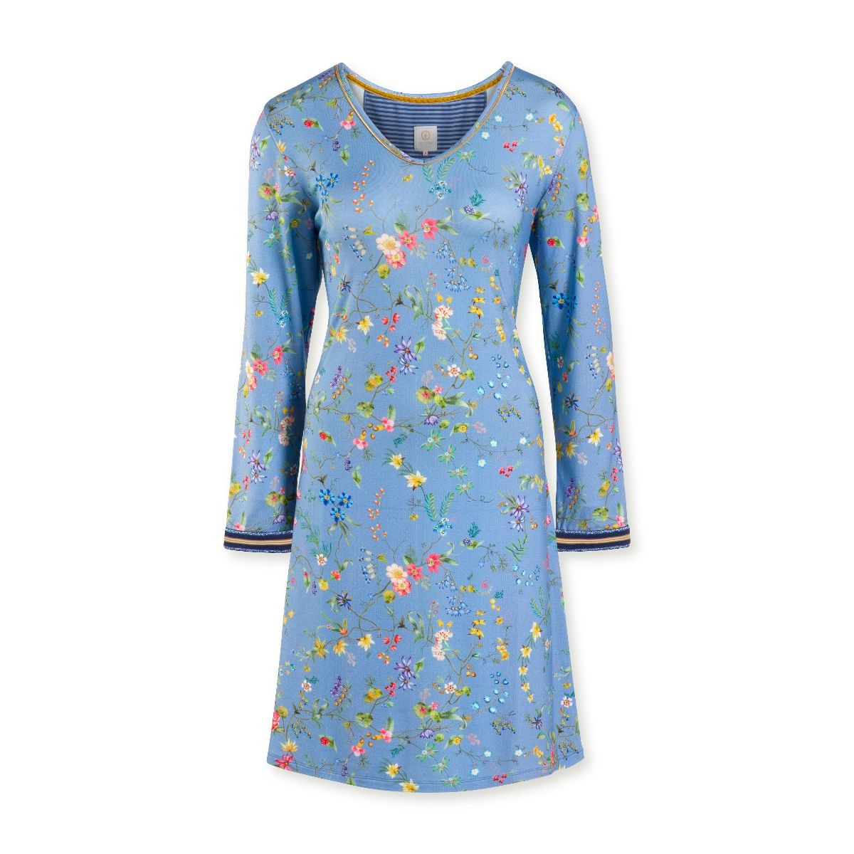 Pip Studio Night Dress Long Sleeve Petites Fleurs Big Light Blue-Large