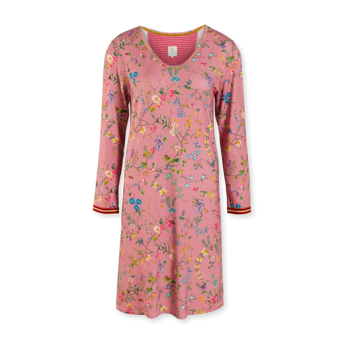 Pip Studio Night Dress Long Sleeve Petites Fleurs Big Pink-Large