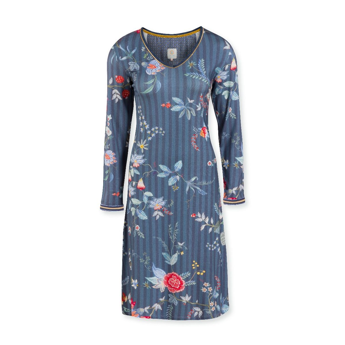 Pip Studio Night Dress Long Sleeve Flower Festival Dark Blue-Large