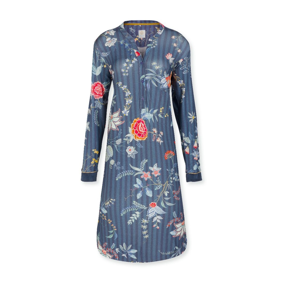 Pip Studio Night Dress Long Sleeve Diogo Flower Festival Dark Blue-X-Small