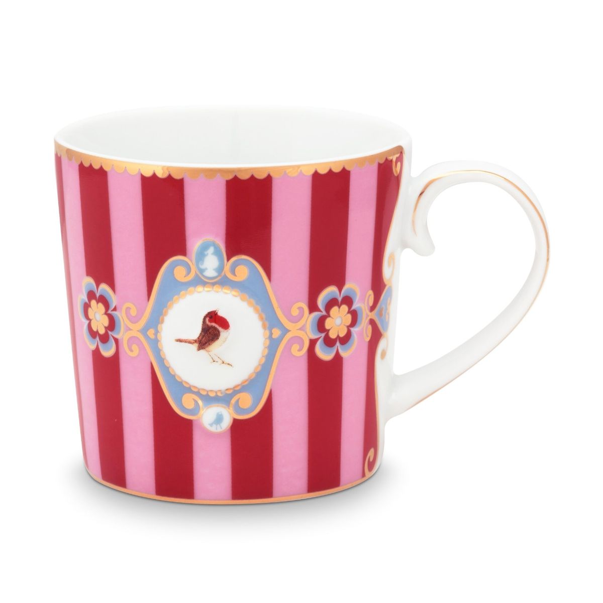 Mug Small Love Birds Medallion Stripes Red-Pink 150ml