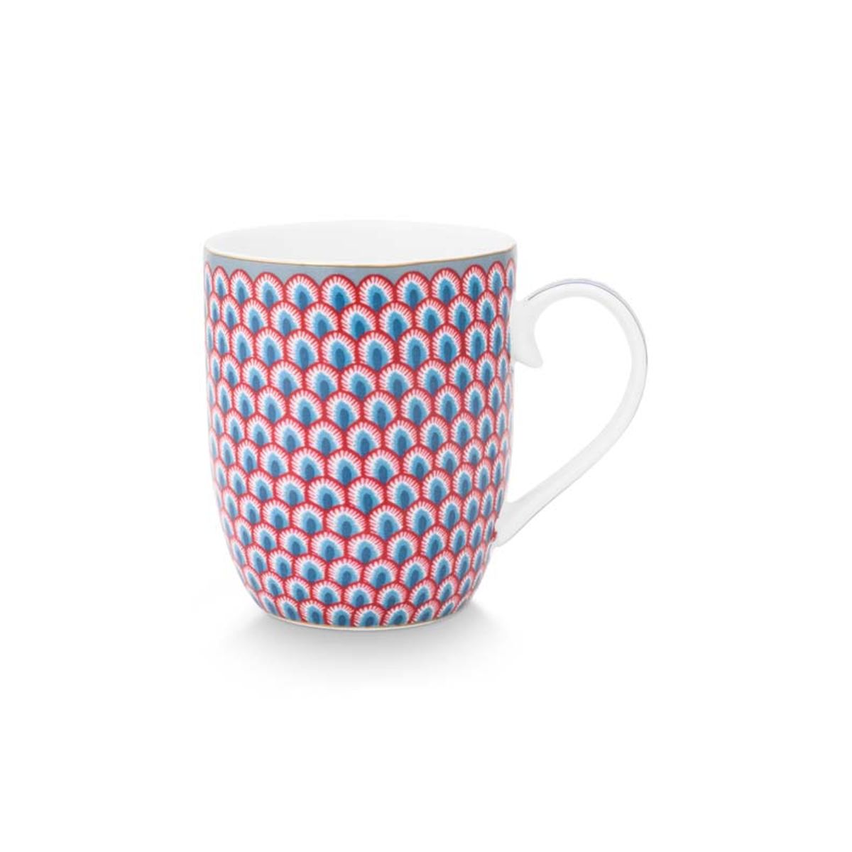 Mug Small Flower Festival Scallop Red-Light Blue 145ml