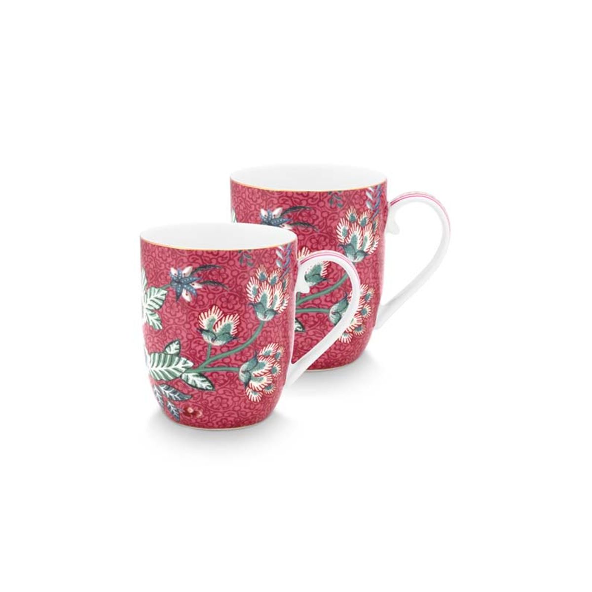 Set/2 Mugs Small Flower Festival Dark Pink 145ml