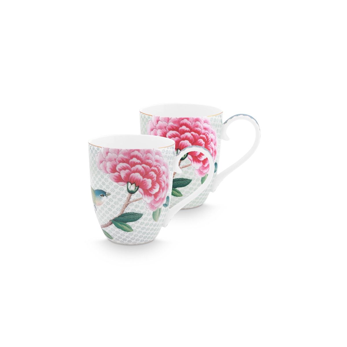 Set/2 Mugs XL Blushing Birds White 450ml