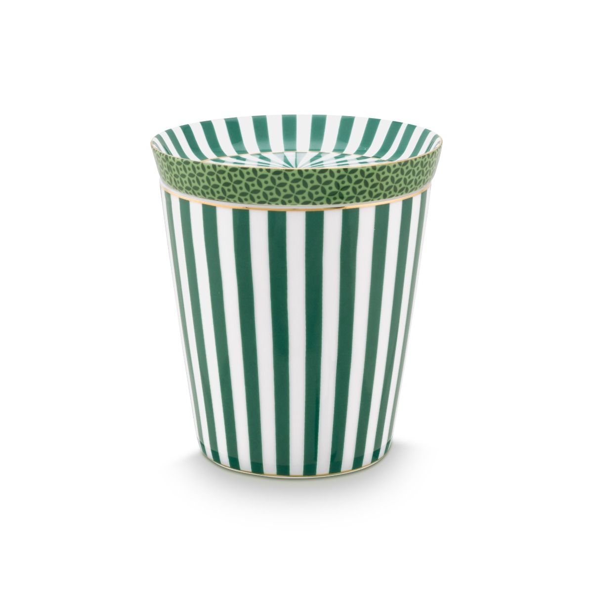 Set/2 Mug Small without Ear Royal Stripes & Tea Tip Green