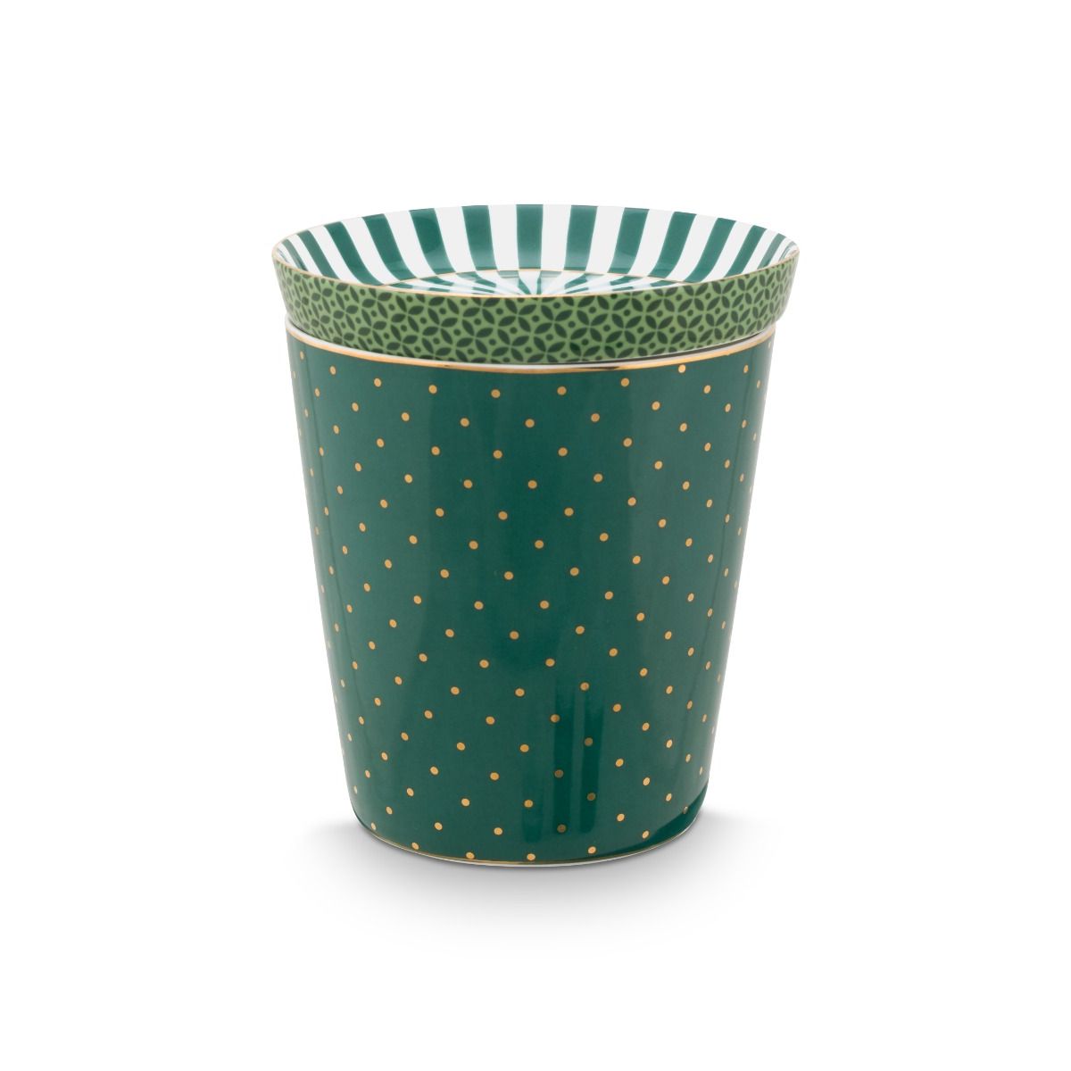 Set/2 Mug Small without Ear Royal Dots & Tea Tip Green