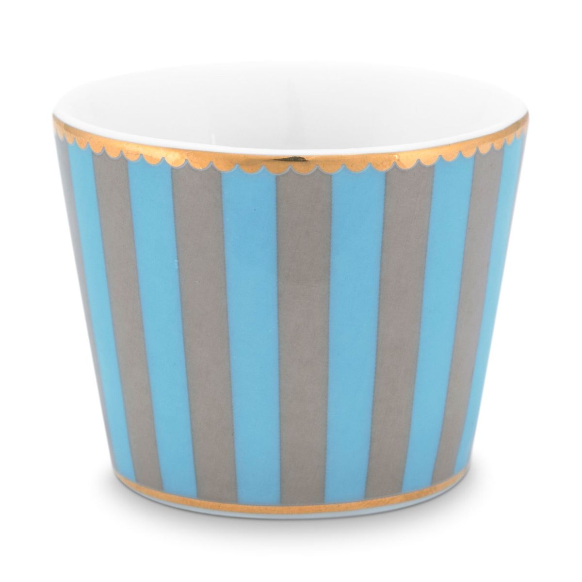 Egg Cup Love Birds Stripes Blue-Khaki