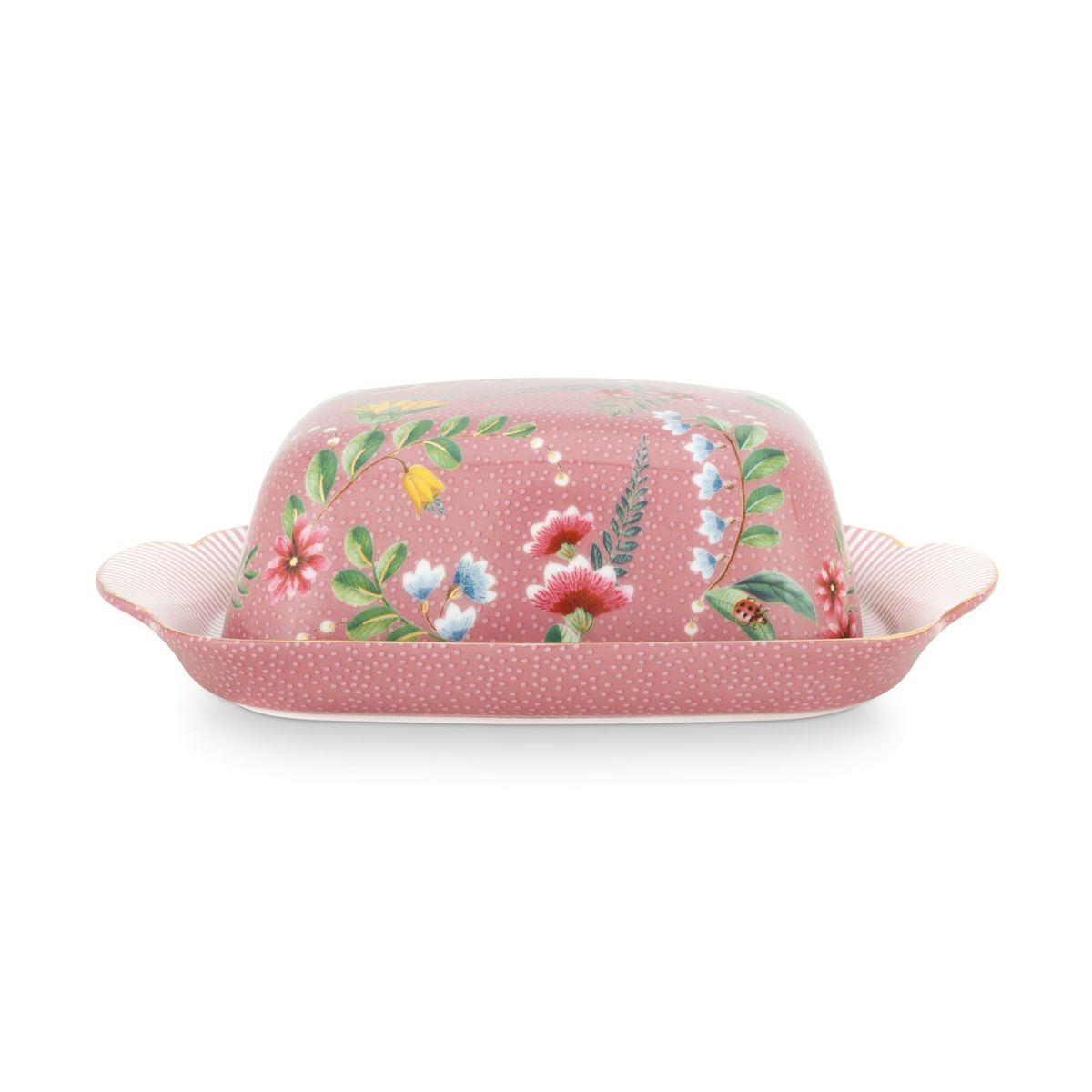 Pip Studio porcelæn La Majorelle pink smørfad med låg