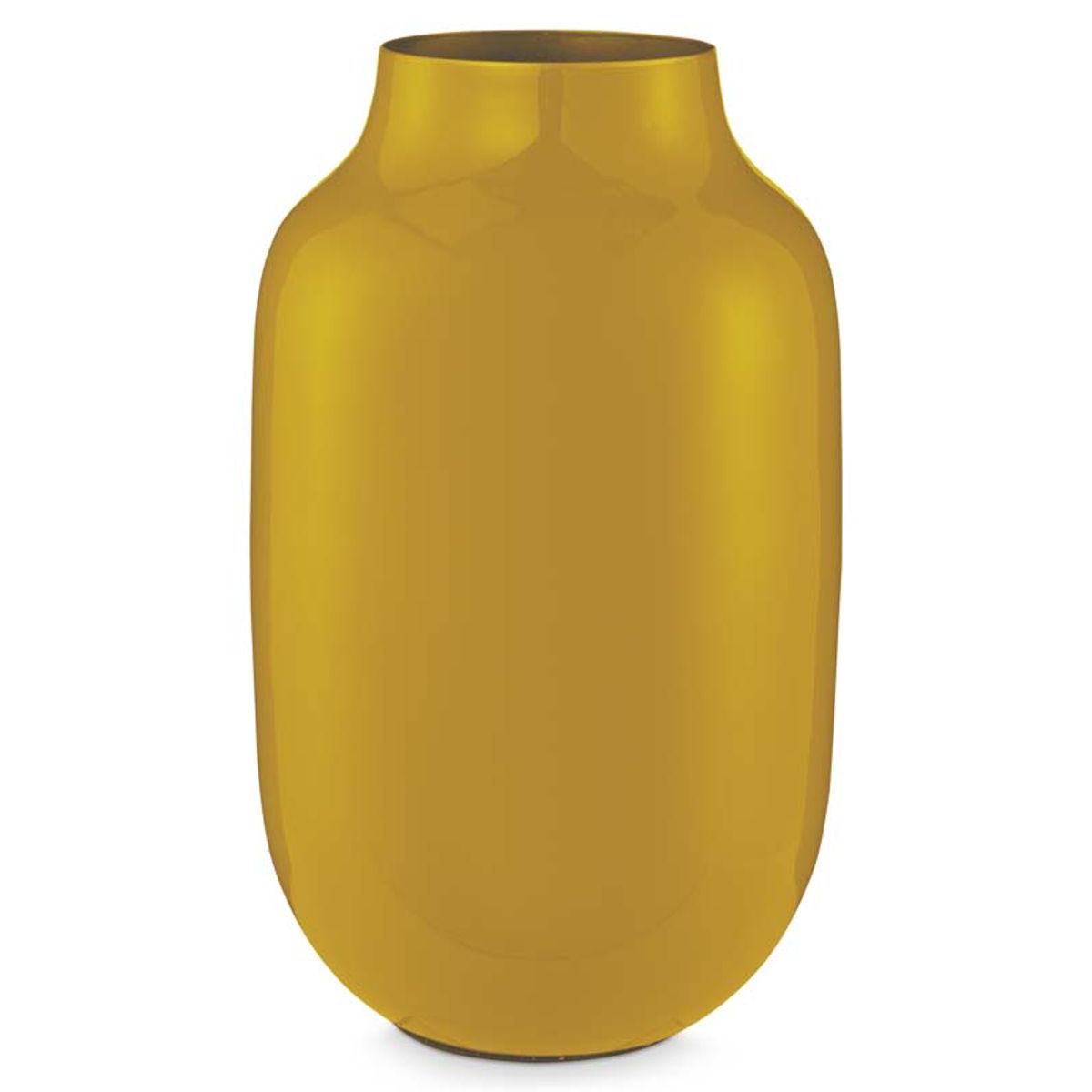 Vase Metal Oval Yellow 30cm