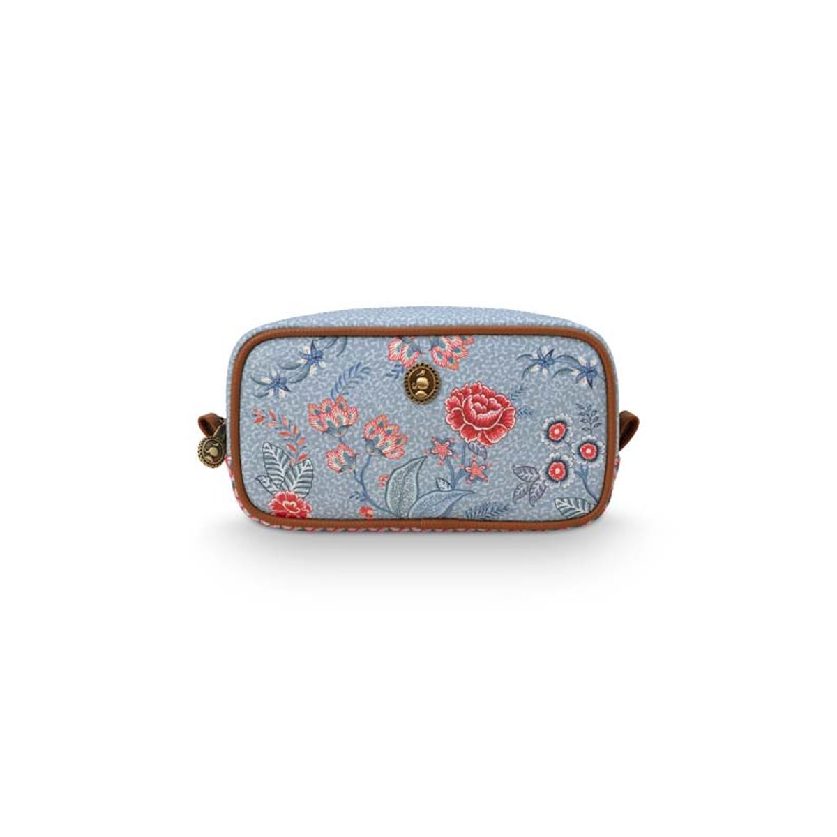 Cosmetic Bag Square Small Flower Festival Light Blue 20x10.5x7.5cm