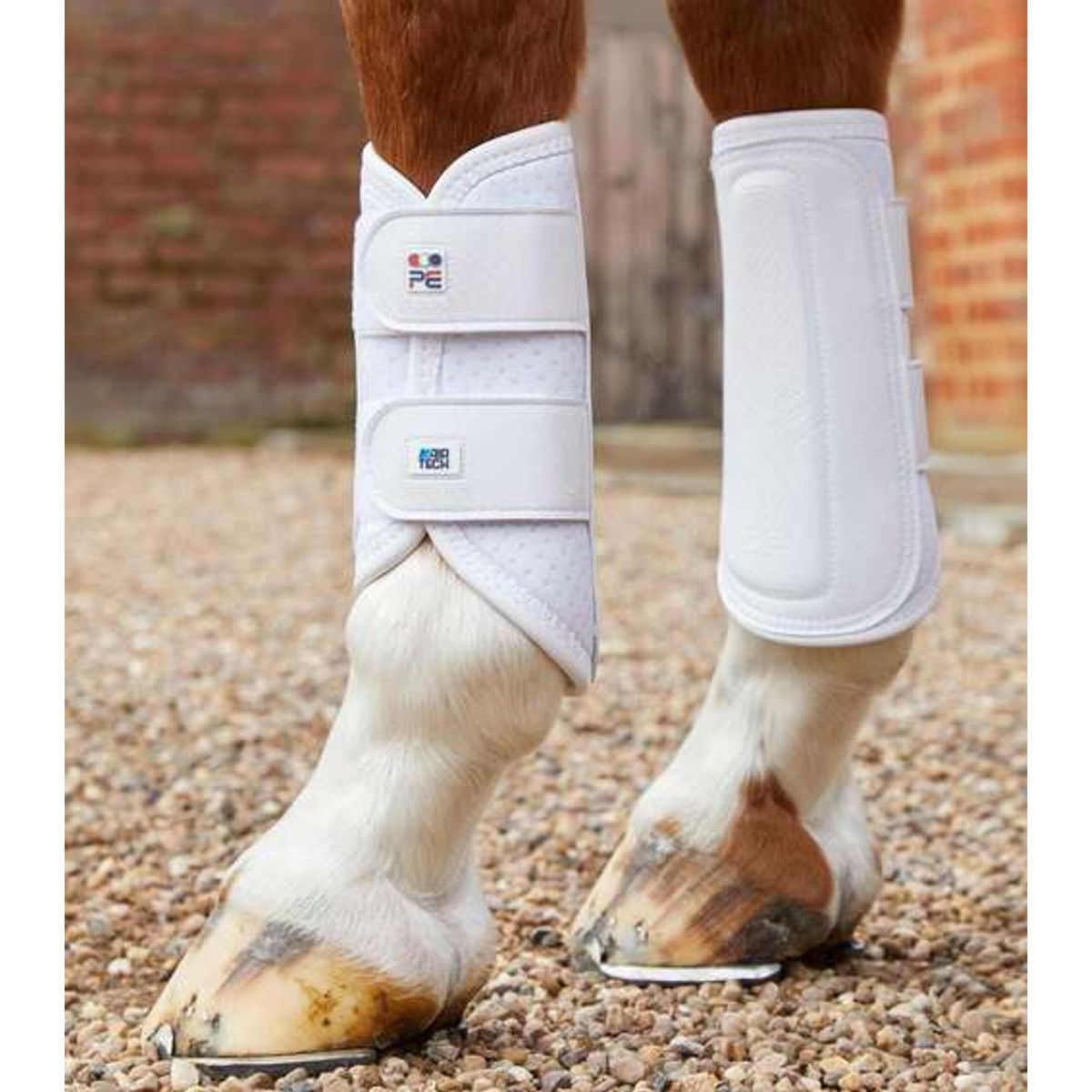 Premier Equine Carbon Air-Tech Double Locking Brushing Boots - L, Hvid