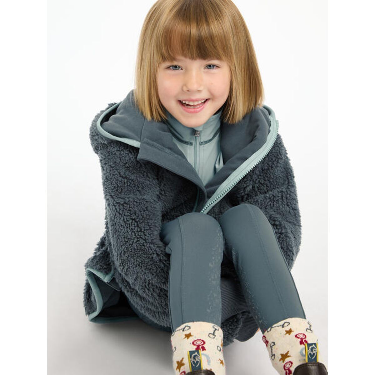 LeMieux AW24 Mini Teagan Fleece jakke - Petrol, 9-10 år