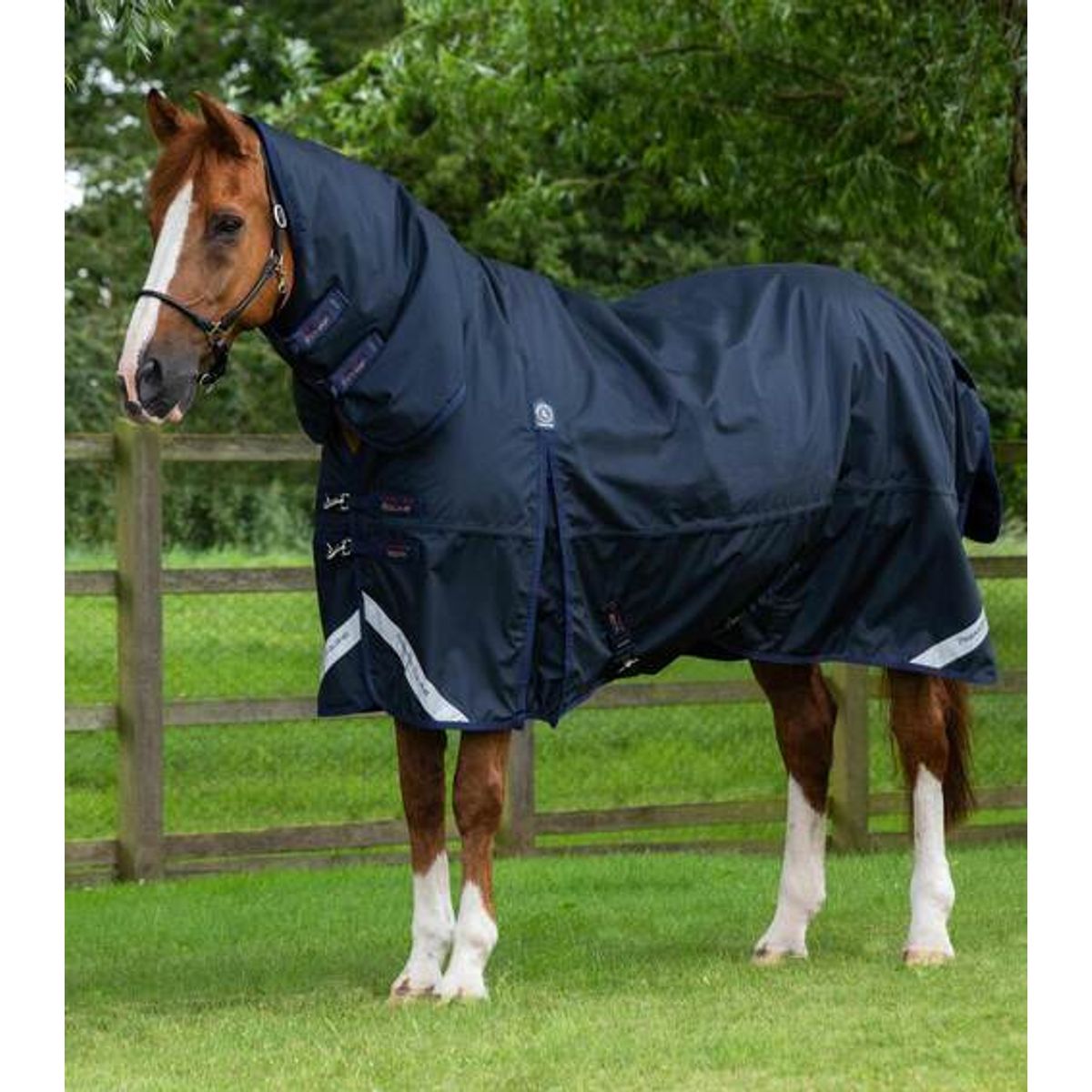 Premier Equine Buster Storm 220g dækken med hals - Navy - 7,0" (165cm)