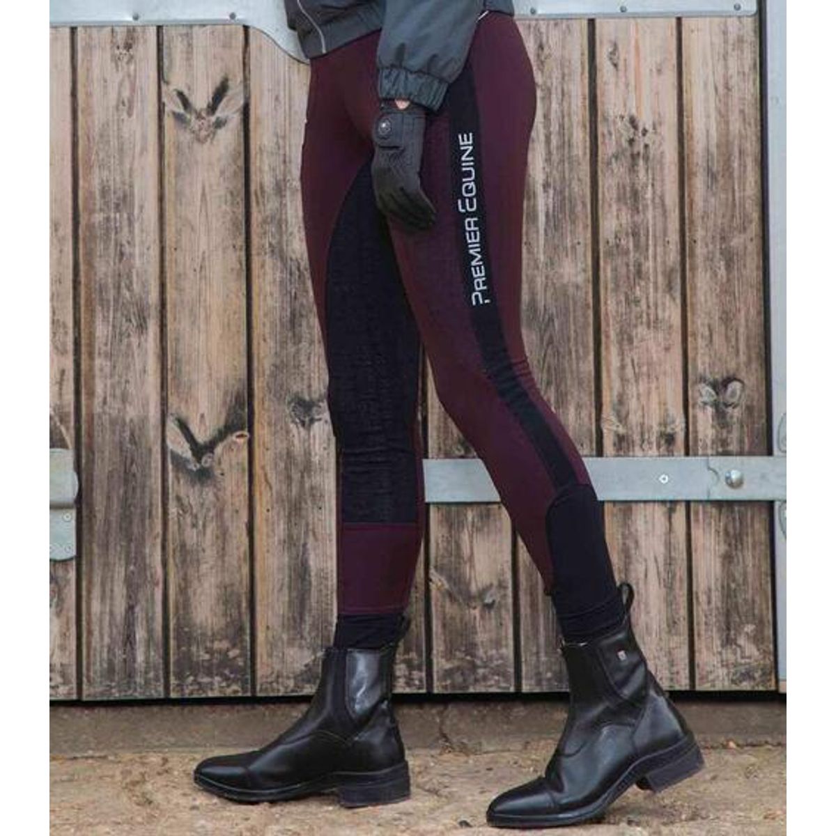 Premier Equine Astrid Pull-on børne ridetights - Vinrød - 5-6 år