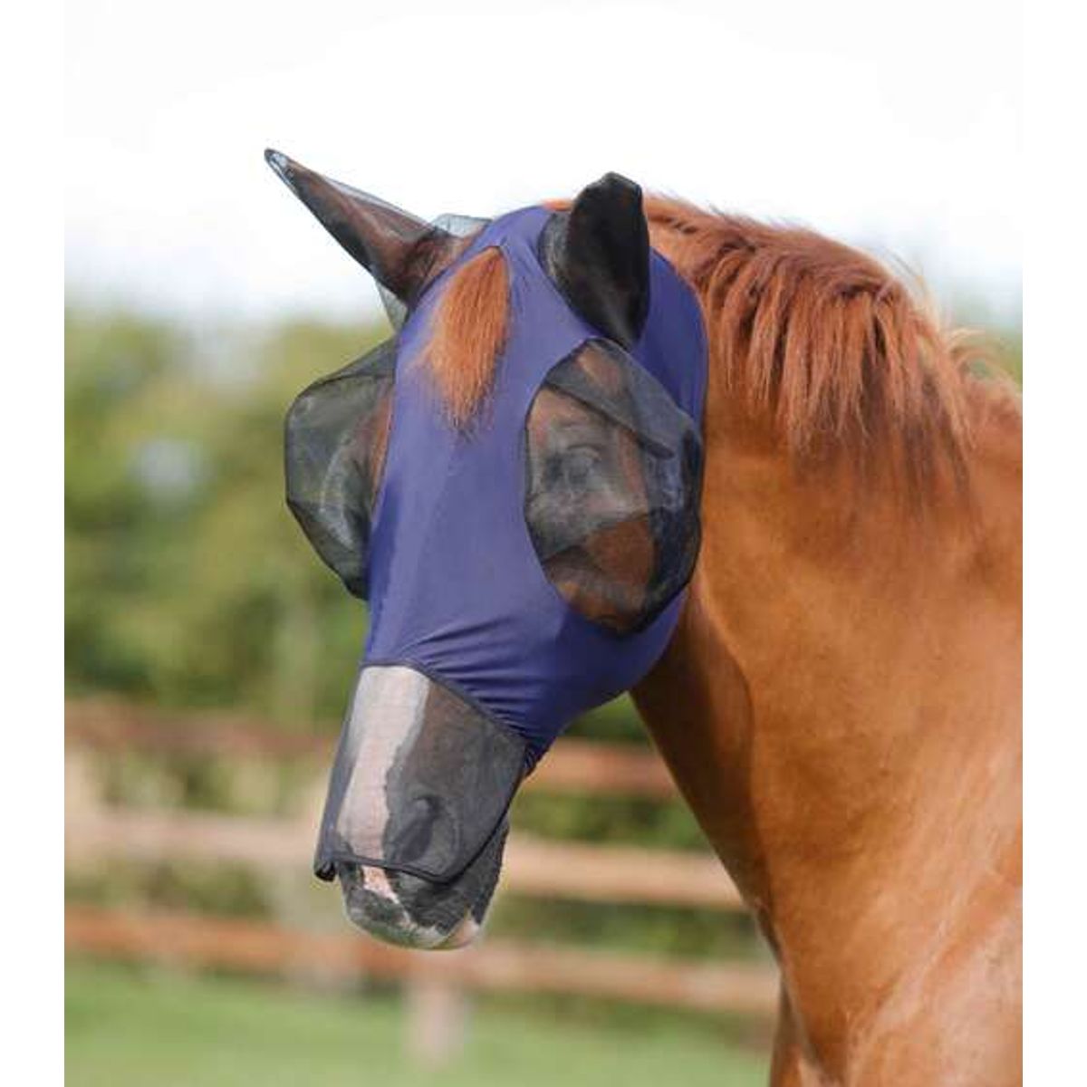 Premier Equine Comfort Lycra Xtra insektmaske med mulenet - Navy, S