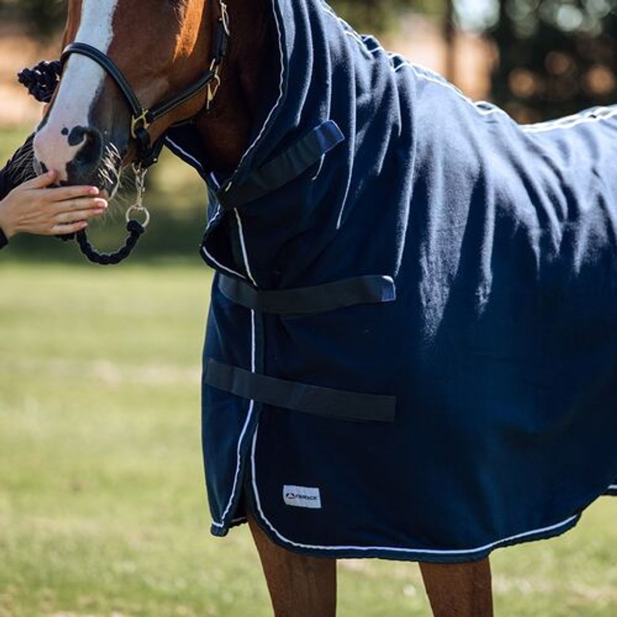 Finntack fleece dækken med høj hals - Navy, 145