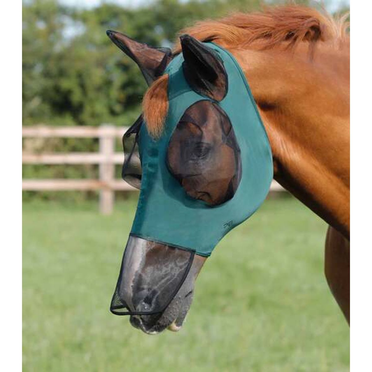 Premier Equine Comfort Lycra Xtra insektmaske med mulenet - Grøn, L