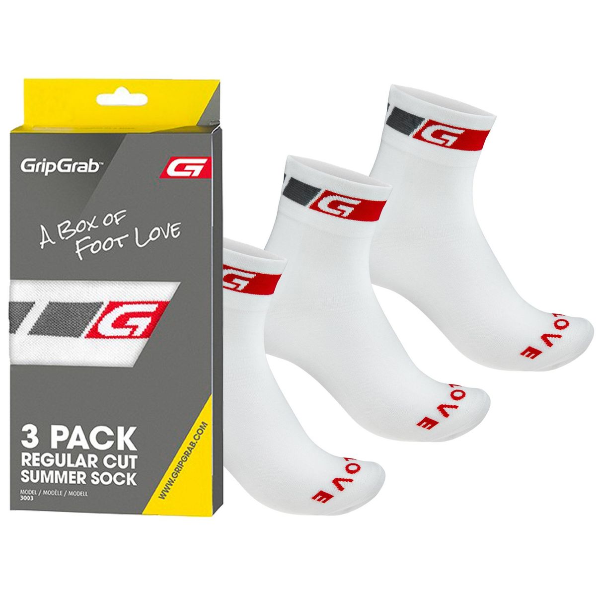 GripGrab 3-Pack Regular Cut Summer Sock, hvid