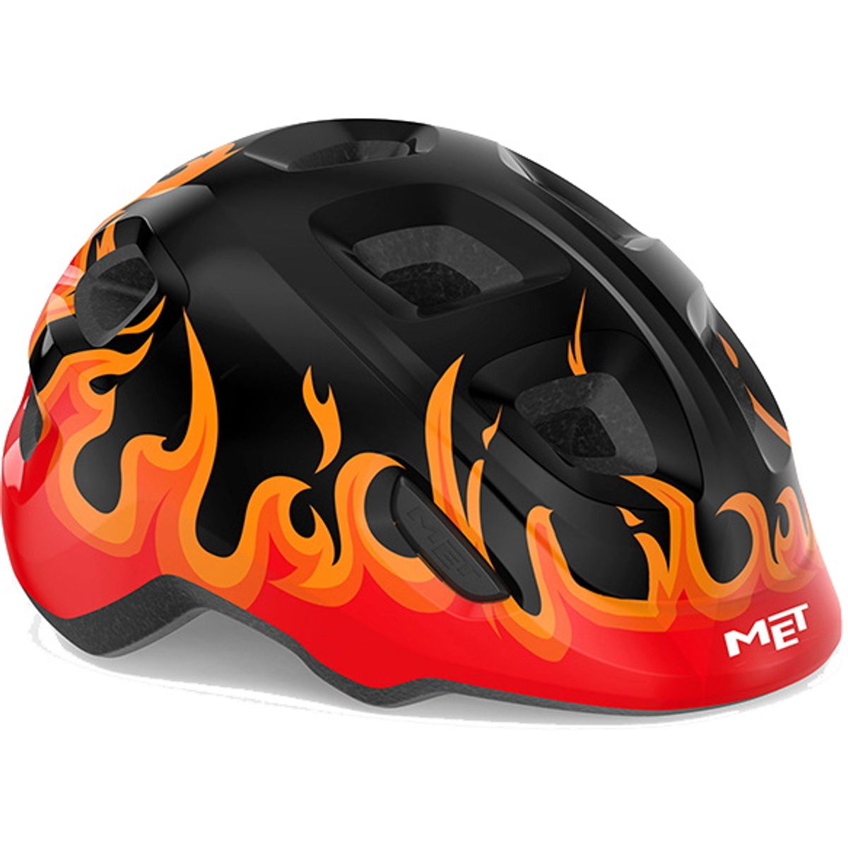 MET Helmet Hooray "Green Buckle" - Black Flames