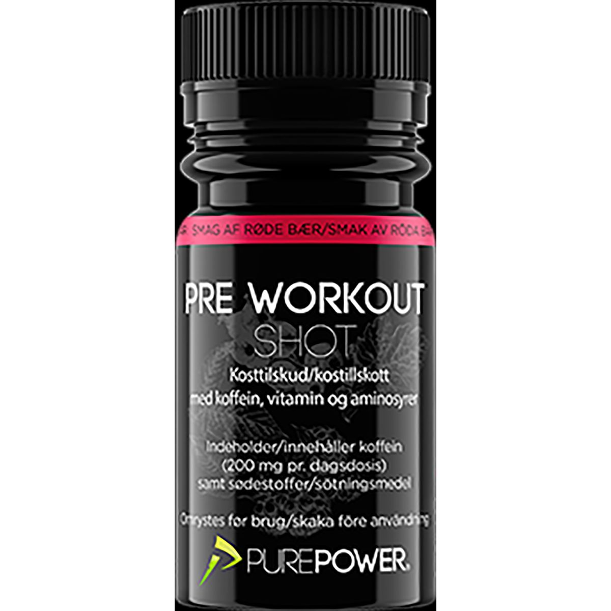 Purepower Pre-Workout Shot (PWO) Røde Bær - 60ml