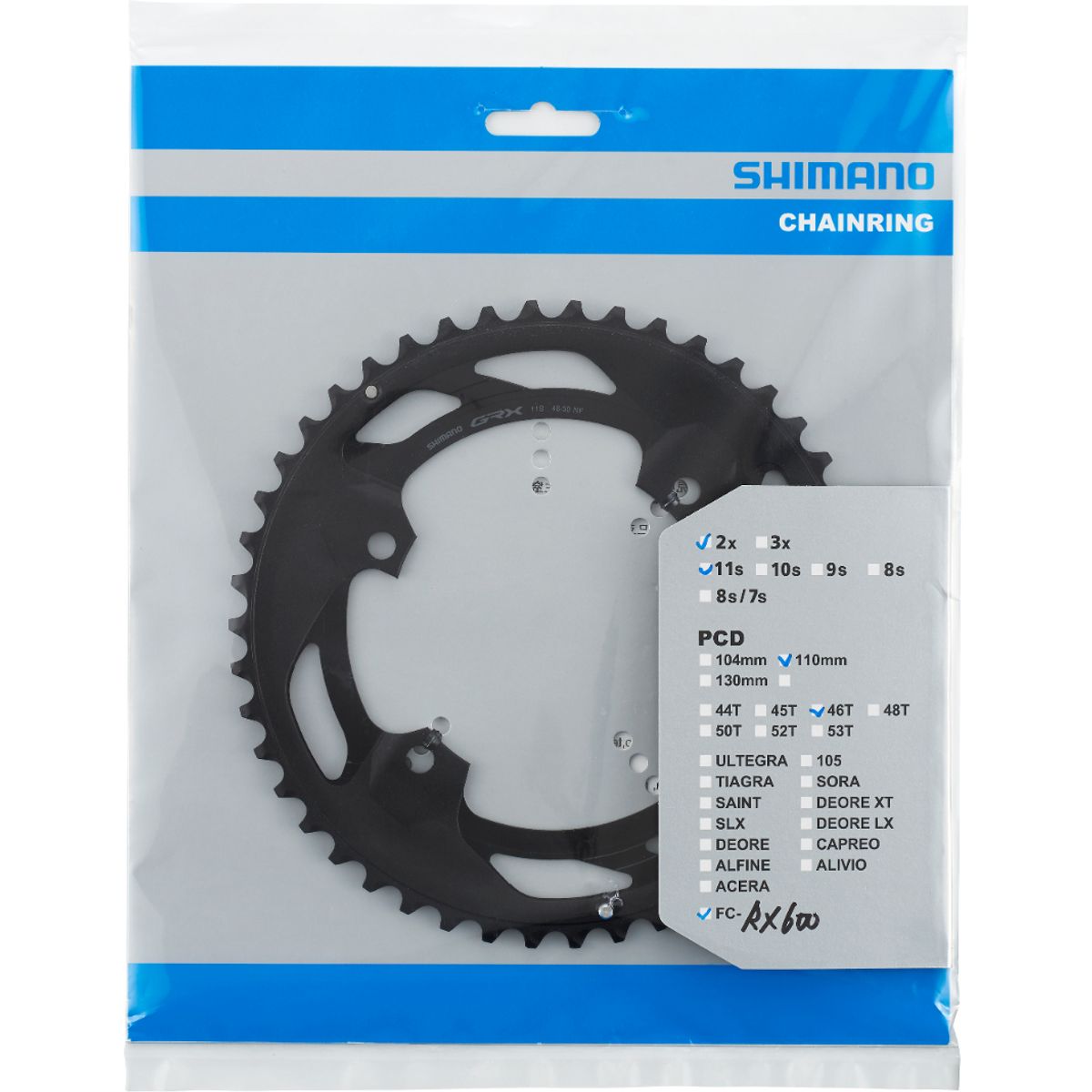 Shimano Klinge 46T FC-RX600 110mm GRX 11 Speed