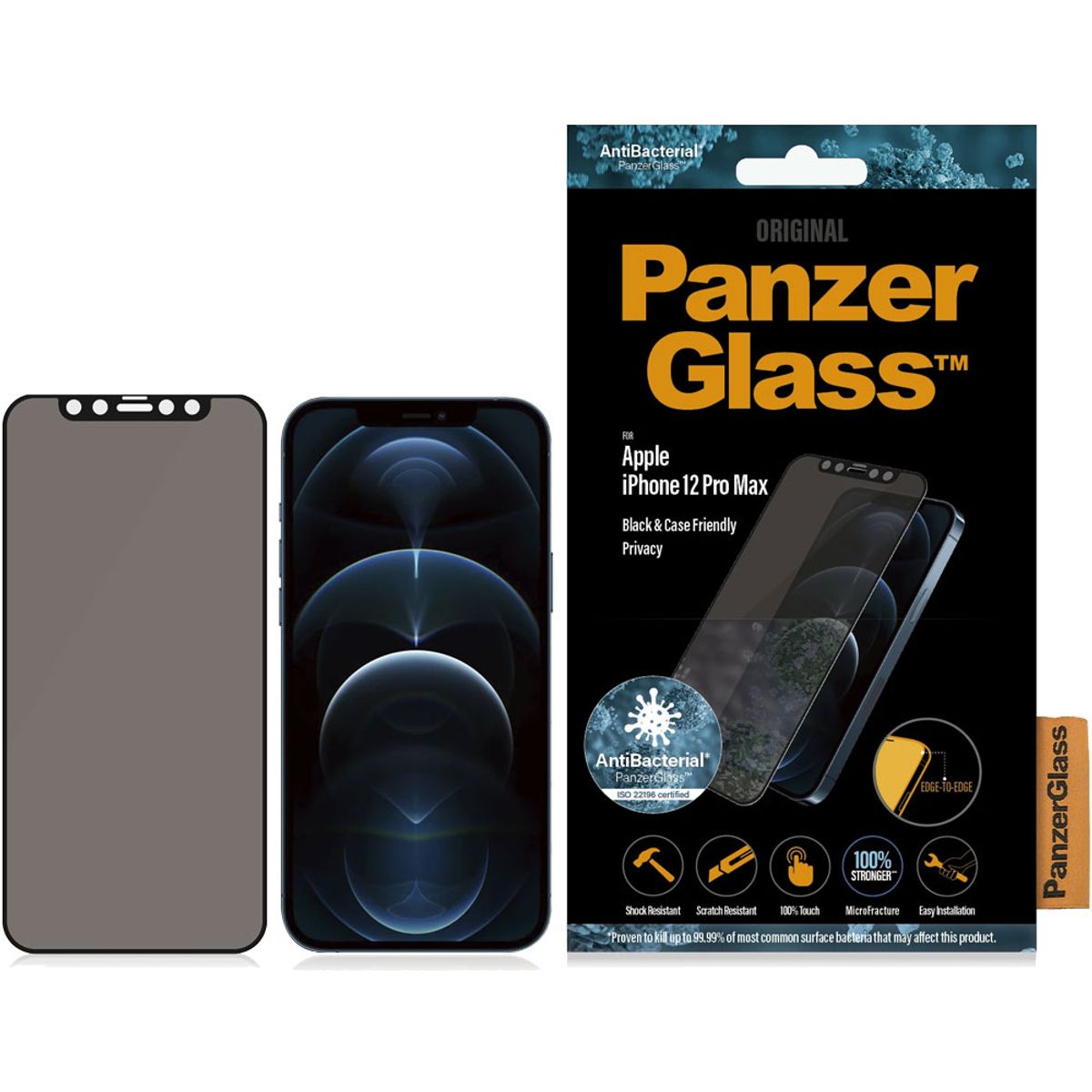 Panzerglass Apple iPhone 12 Pro Max Case Friendly Privacy beskyttelselsglas