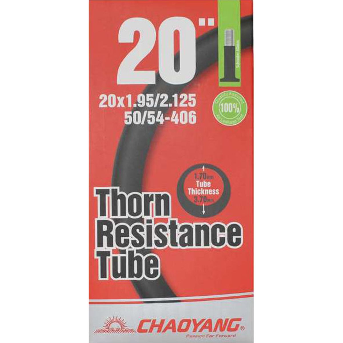 Chaoyang Slange NO PUNCTURE 20×1.95-125 AV 40mm (3.7mm tyk)