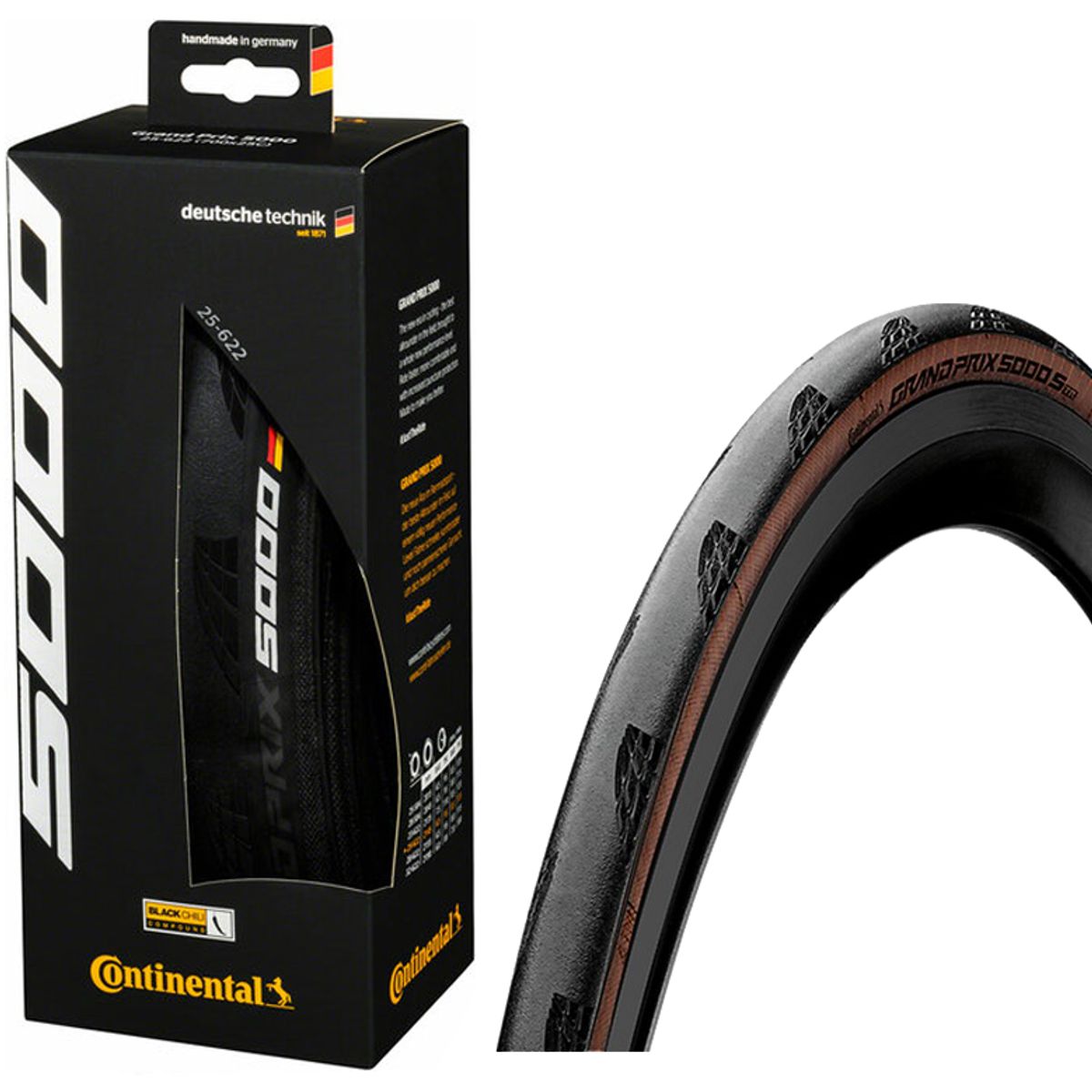 Continental Grand Prix 5000 Tubeless Folding Racerdæk 700x25c/32c - Brun