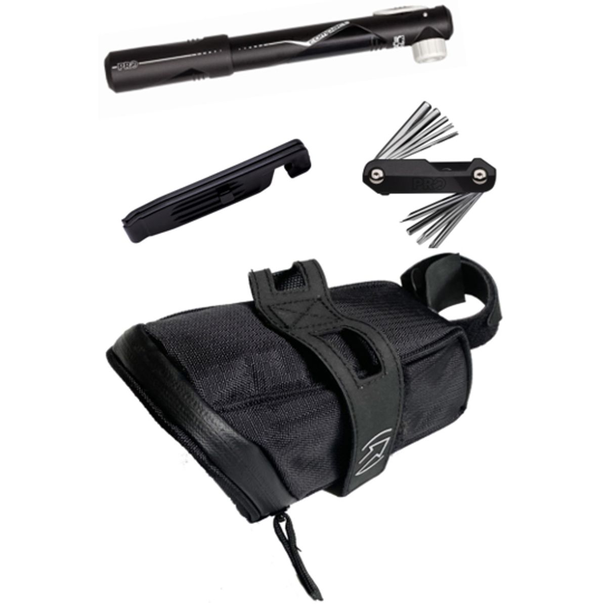 PRO Bikegear Combipack - Sadeltaske/Pumpe/Multi-Tool/Dækjern