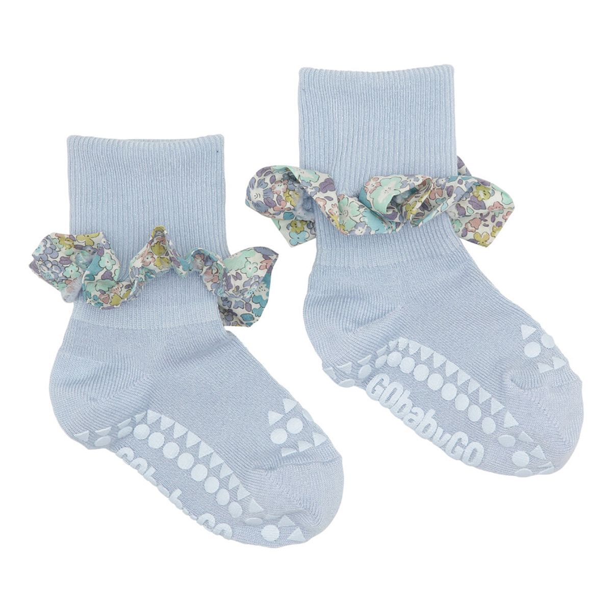 Skridsikre Strømper - Liberty - Sky Blue / Michelle purple - 2-3 ÅR