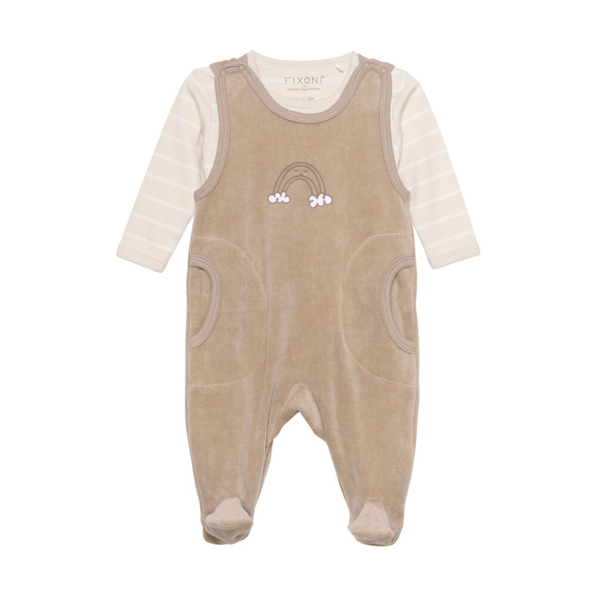 Body langærmet m.velour romper - Dune - 62