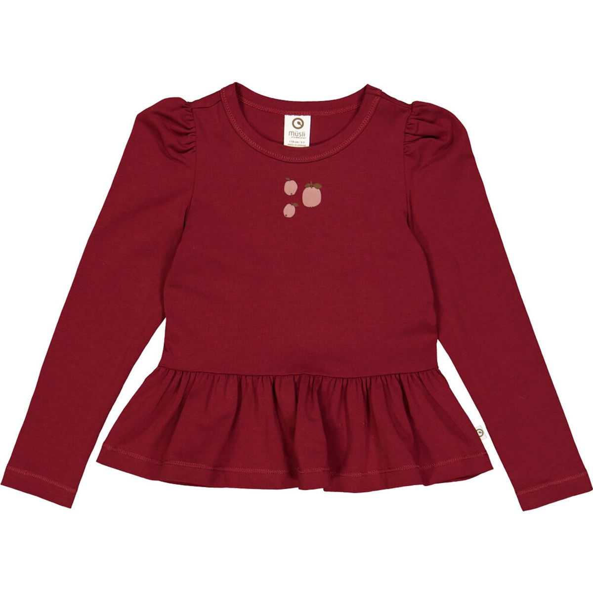 Apple printet bluse med peplum - Cabernet - 122