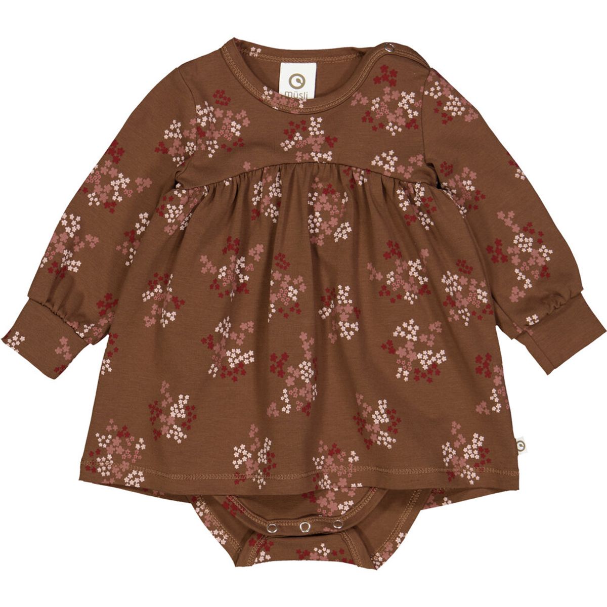 Flora bodykjole med blomsterprint - Bark/ Cabernet/ Nightingale - 80