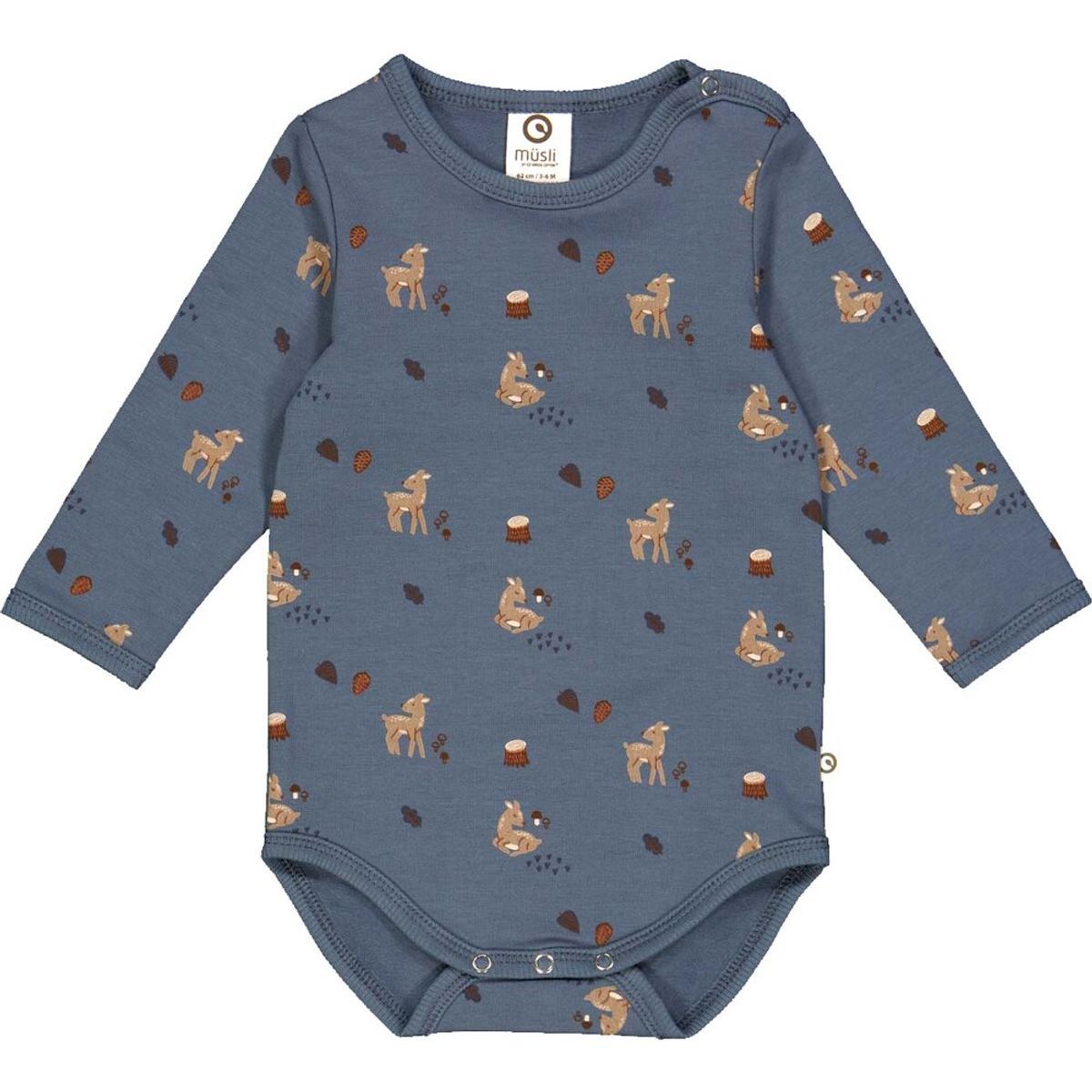 Deer body med rådyrprint - Stormy blue/ Shade/ Bark - 80