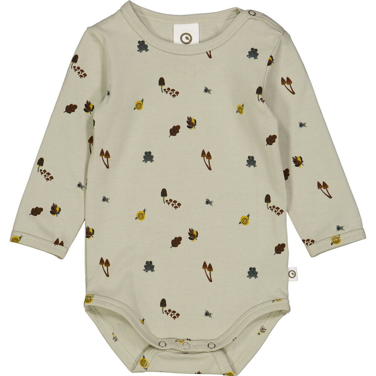 Forest body med skovprint - Soft green/ Mustard/ Bark - 80