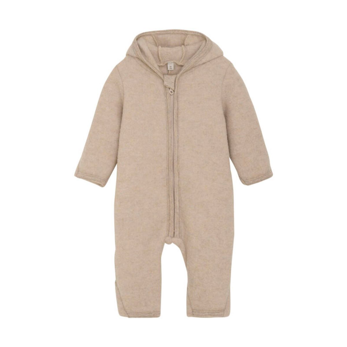 Køredragt m. ører Uld Fleece - Camel Melange - 68