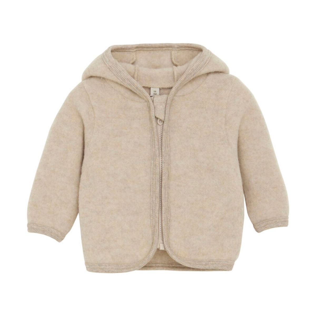 Cardigan m. Ører Uld Fleece - Camel Melange - 74