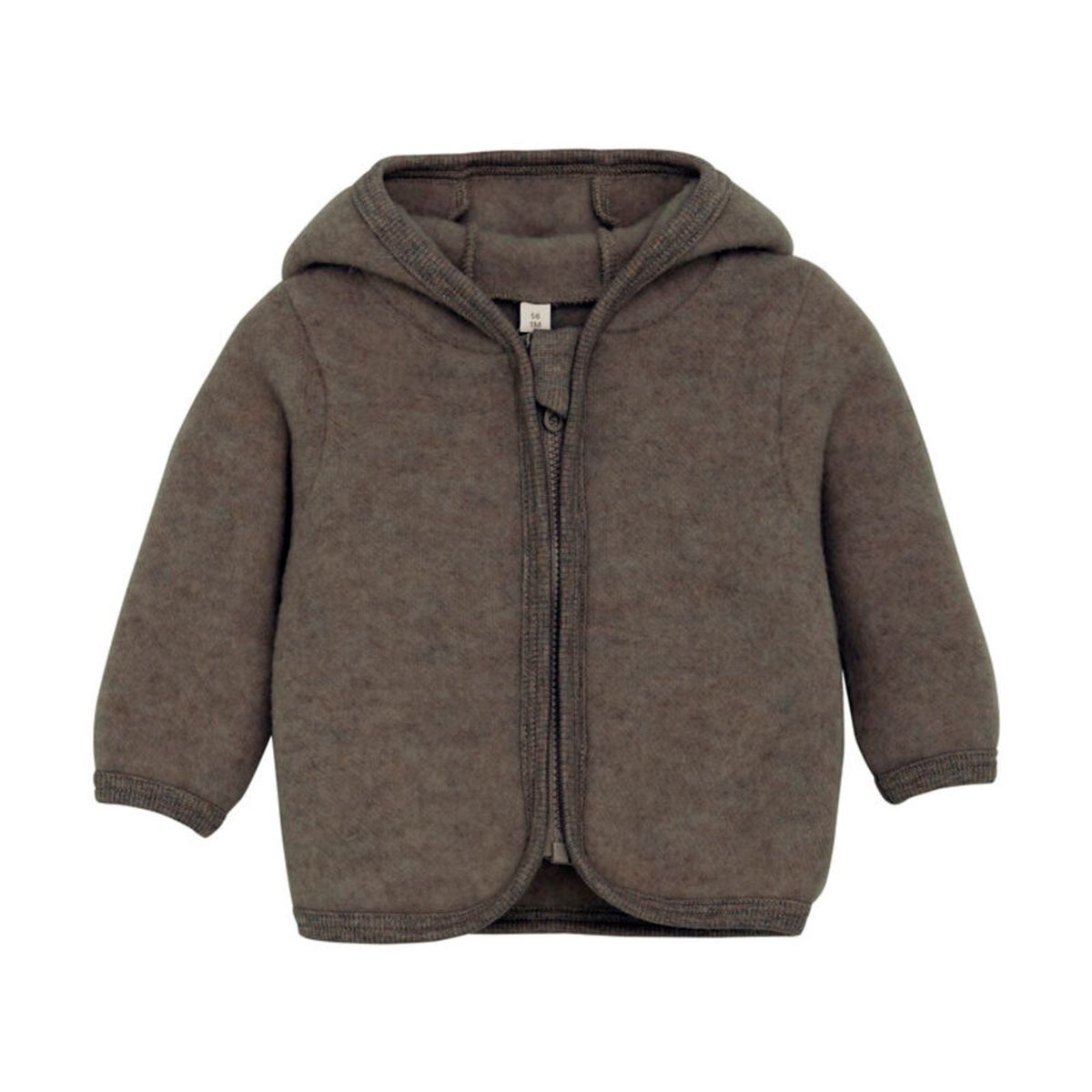 Cardigan m. Ører Uld Fleece - Brown Melange - 68