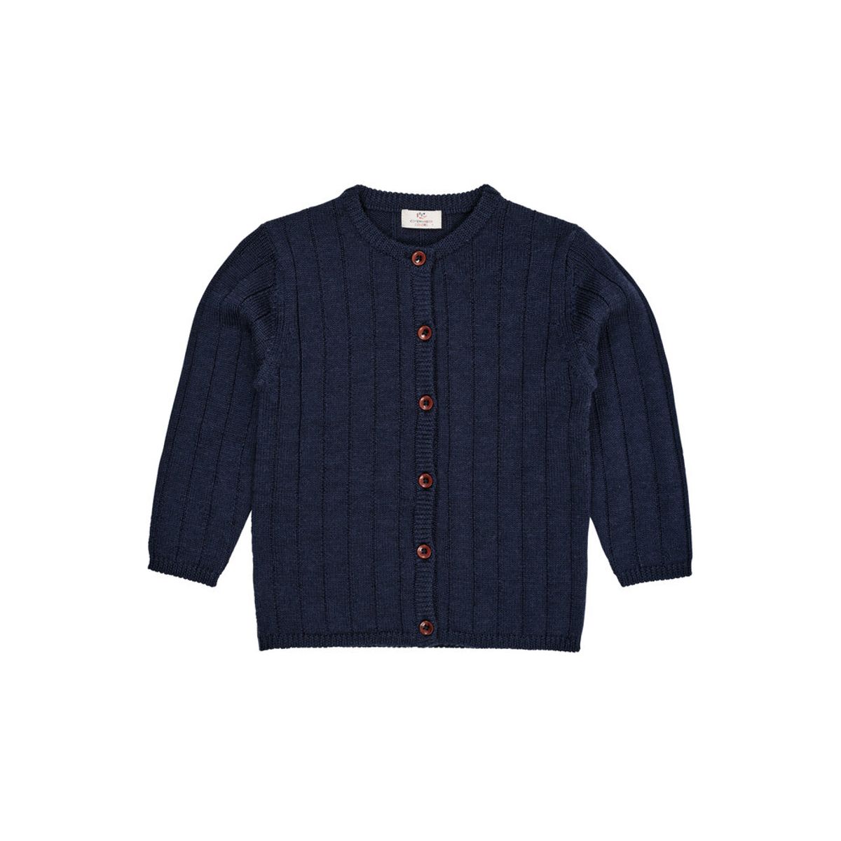 Strikket cardigan m. bred rib - MØRKE BLÅ - 86