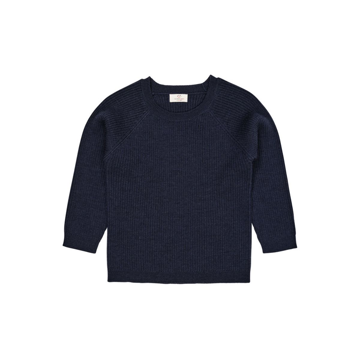 Klassisk merino bluse i rib - MØRKE BLÅ - 104