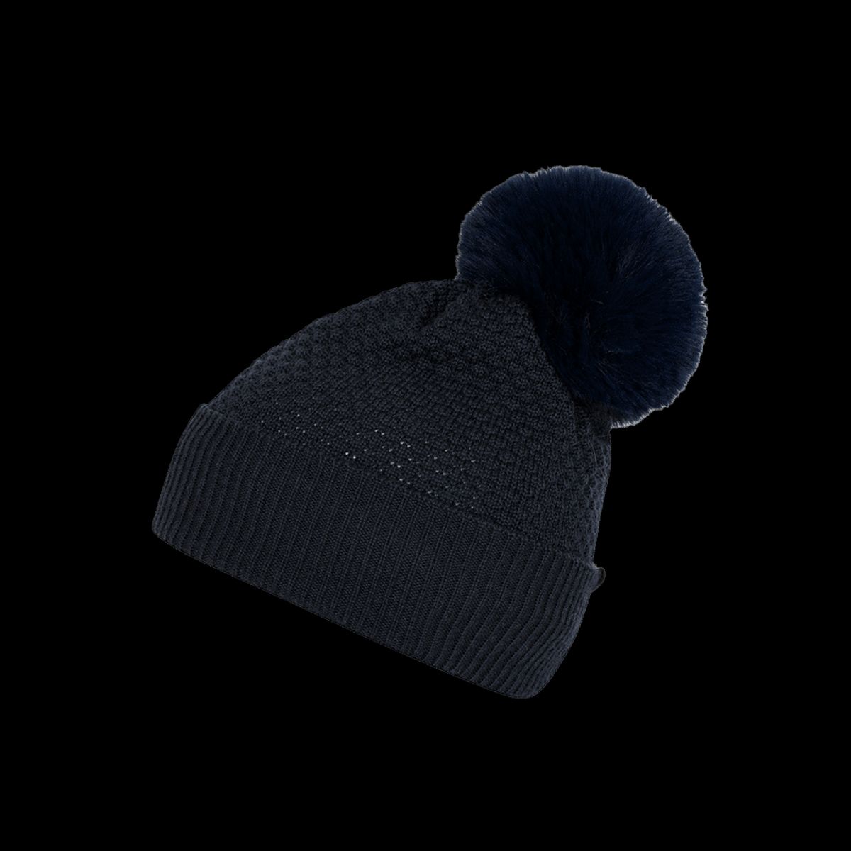 Chunky Oslo Beanie w fake fur - Navy - 51/53