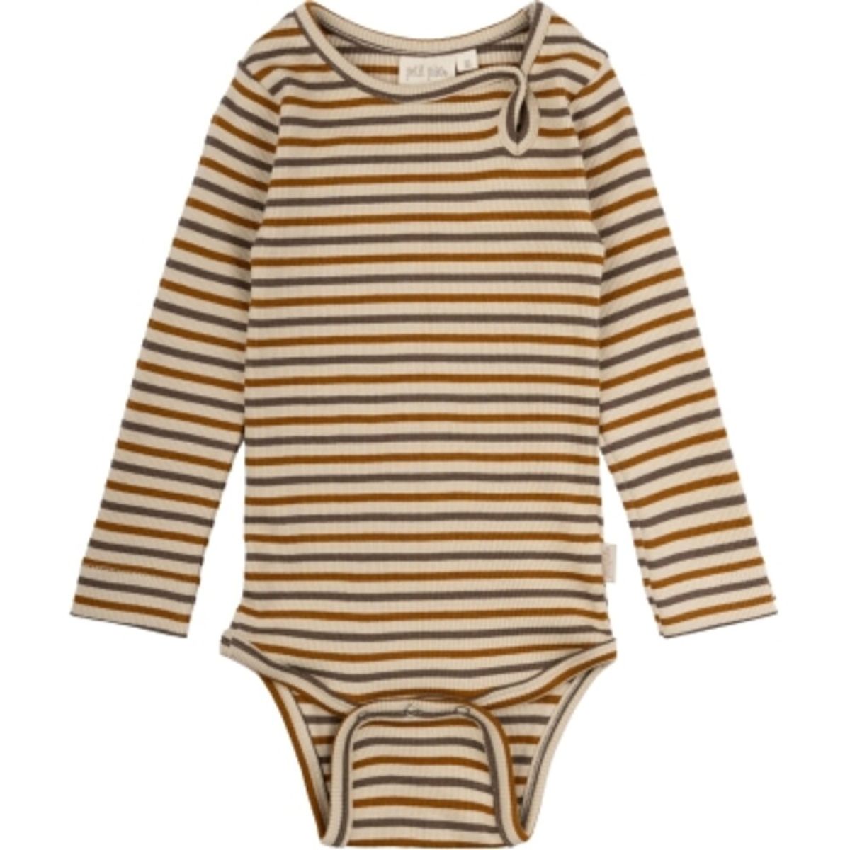 Body langærmet - Chocolate brown/golden sun/dark off white - 86